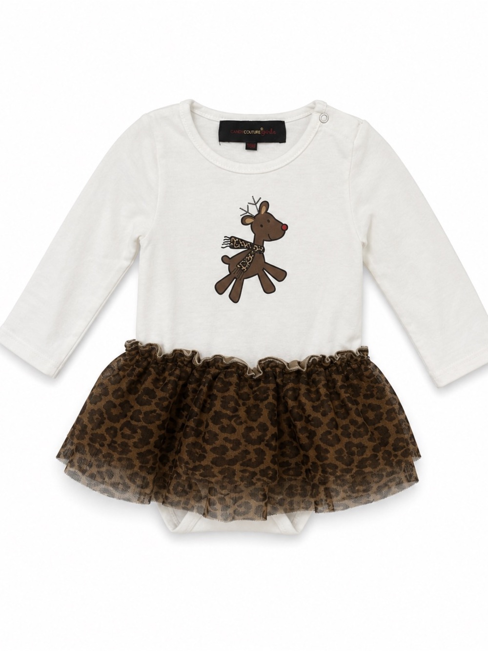 Candy Couture Girls White Reindeer Tutu Dress